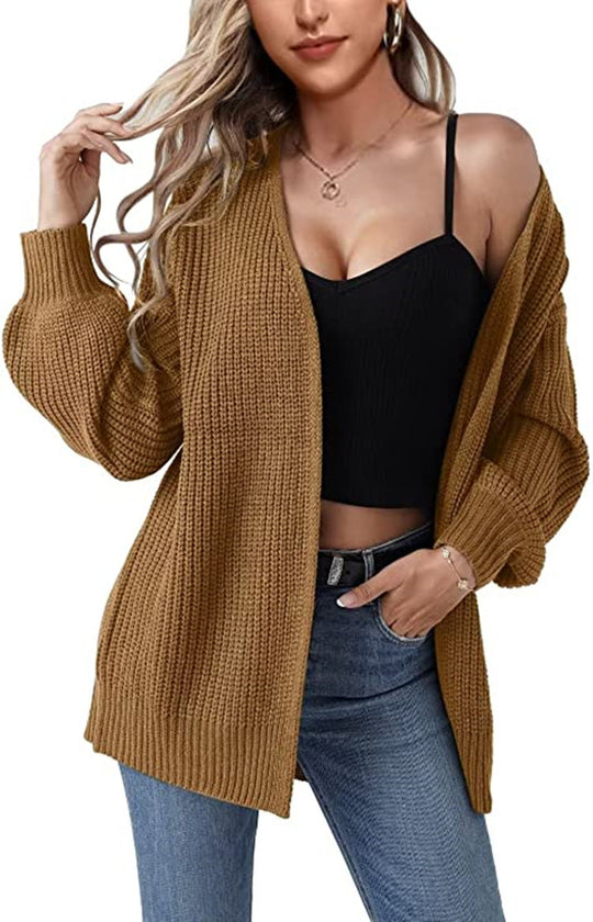 Damen Lässiger Strickcardigan mit beeindruckendem strukturiertem Design und lässigem Schnitt R&B