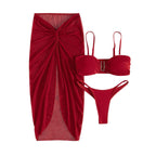 Damen Bikiniset mit Wickelrock und eleganter Detail R&B