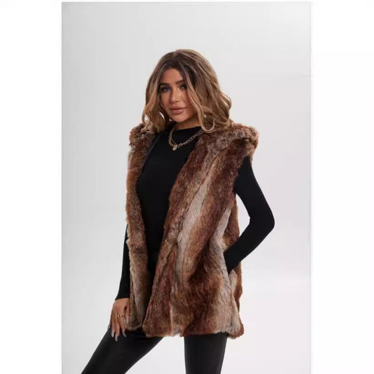 Damen Verspielt designte Fleece-Weste mit Kapuze R&B