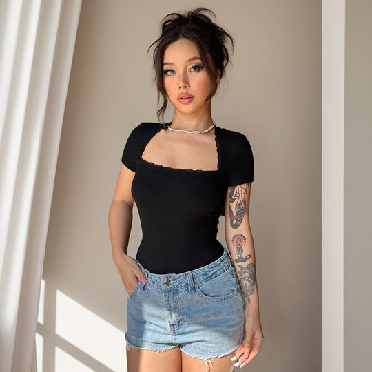 Damen Body mit gerafftem Ausschnitt R&B