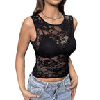 Damen Figurbetontes Spitzenoberteil mit floralem Design R&B