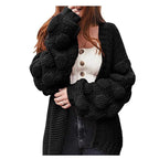 Damen Strickjacke mit voluminösen Puffärmeln und feiner Struktur R&B