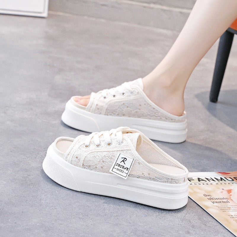 Damen Komfortable Clogsneaker mit modischem Spitzendesign R&B