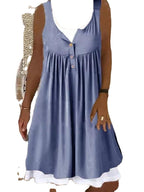 Damen Sommerliches Freizeitkleid mit dekorativen Knopfdetails und ausgestelltem Rock R&B