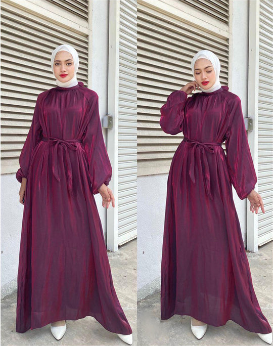 Damen Elegantes Langarmkleid mit Taillengürtel R&B