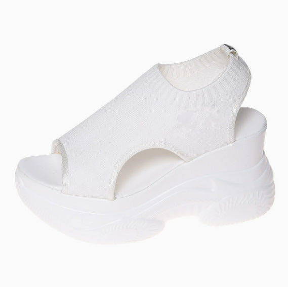 Damen Sportliche Plateau-Sandalen mit atmungsaktivem Strick-Obermaterial R&B