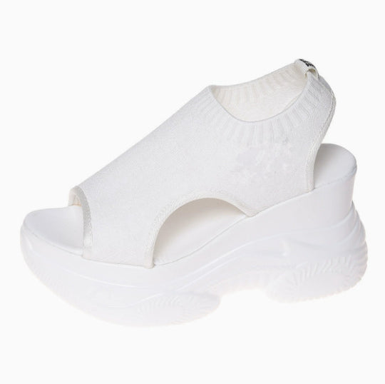 Damen Sportliche Plateau-Sandalen mit atmungsaktivem Strick-Obermaterial R&B