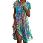 Damen Freizeitkleid mit fröhlichem Blumenmuster und femininem Schnitt R&B