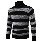 Herren hochwertiger Rollkragenpullover mit auffälligem Streifenmuster