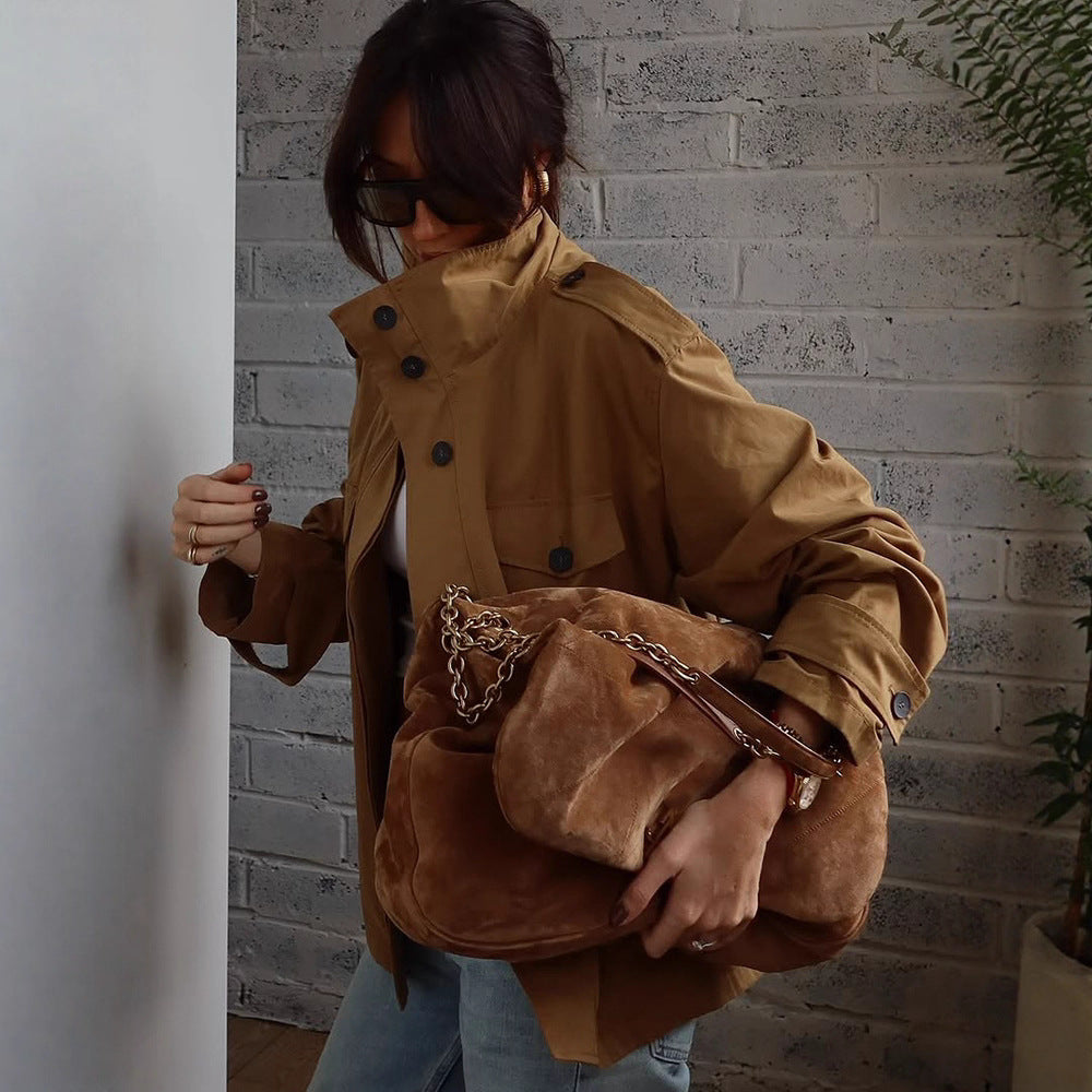 Damen Utility-Jacke mit hohem Kragen und praktischen Taschen R&B