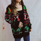 Damen Weihnachts-Strickjacke mit festlichem Design und knöpfbarem Schnitt R&B