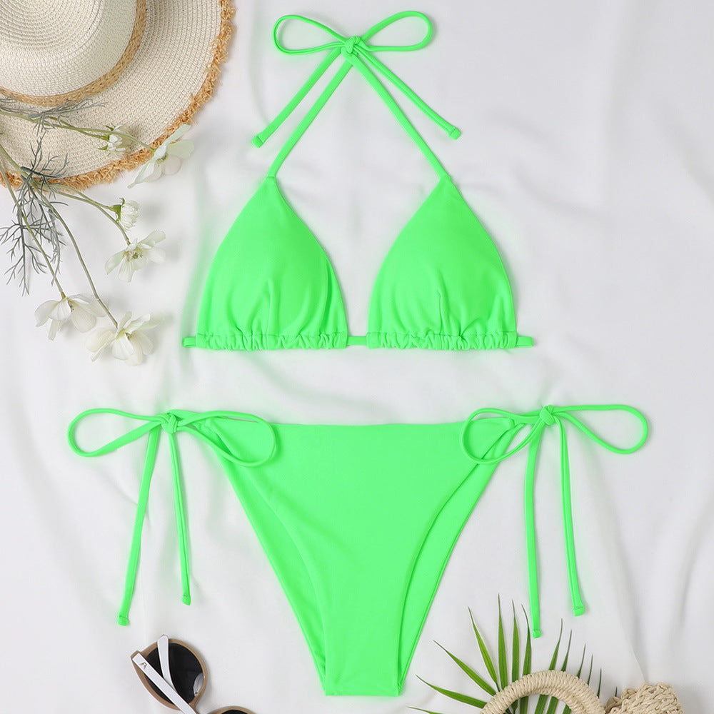 Damen Triangel-Bikini mit verspielten Schleifen und hohem Beinausschnitt R&B