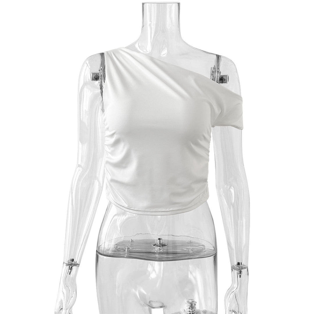 Damen Raffiniertes Asymmetrisches Oberteil mit Raffung R&B