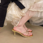 Damen elegante Mules mit filigranem Riemendesign R&B