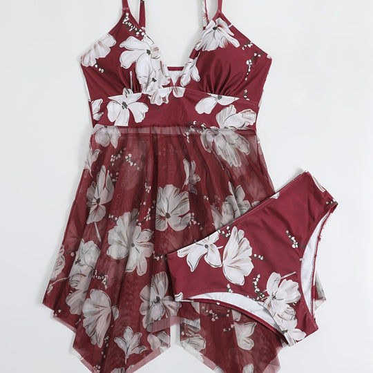 Damen Strandkleid mit floralem Überwurf R&B