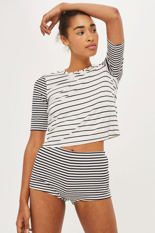 Damen lässiges gestreiftes Shorty-Set R&B