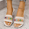 Damen dekorative Zehenstegsandalen mit buntem Schmuckdesign R&B