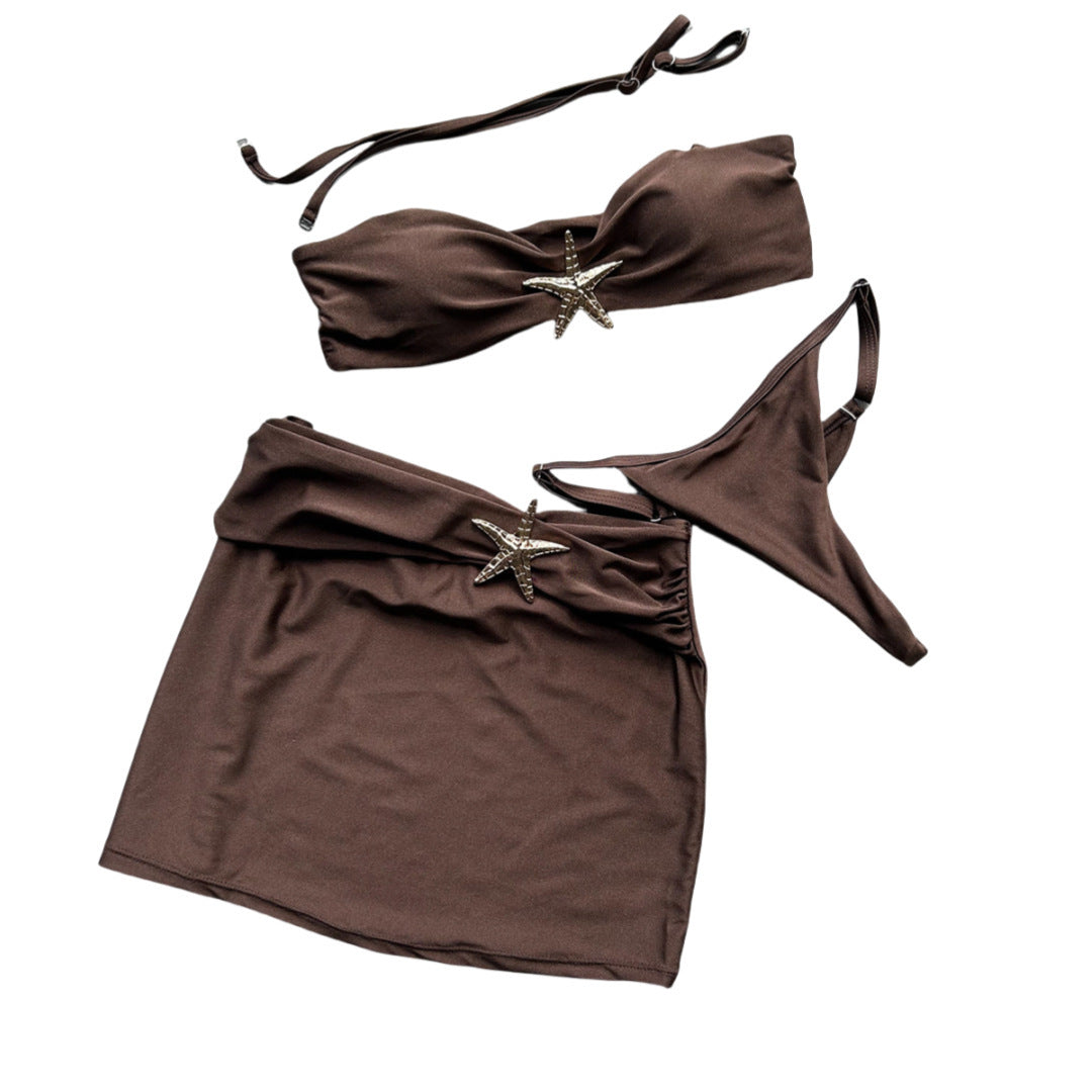 Damen Bikini-Set mit Röckchen und schimmerndem Muschel-Detail R&B