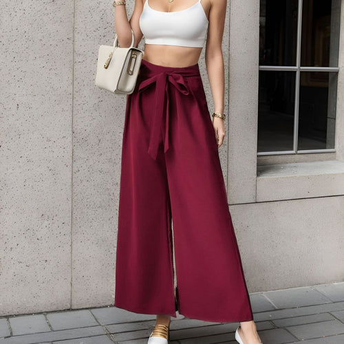 Damen Weite Palazzo-Hose mit Bindegürtel und elegantem Schnitt R&B