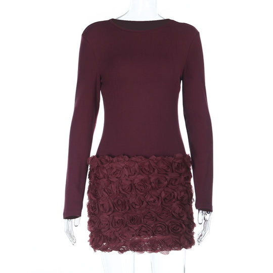 Damen Bodycon Minikleid mit floralem Rüschensaum R&B