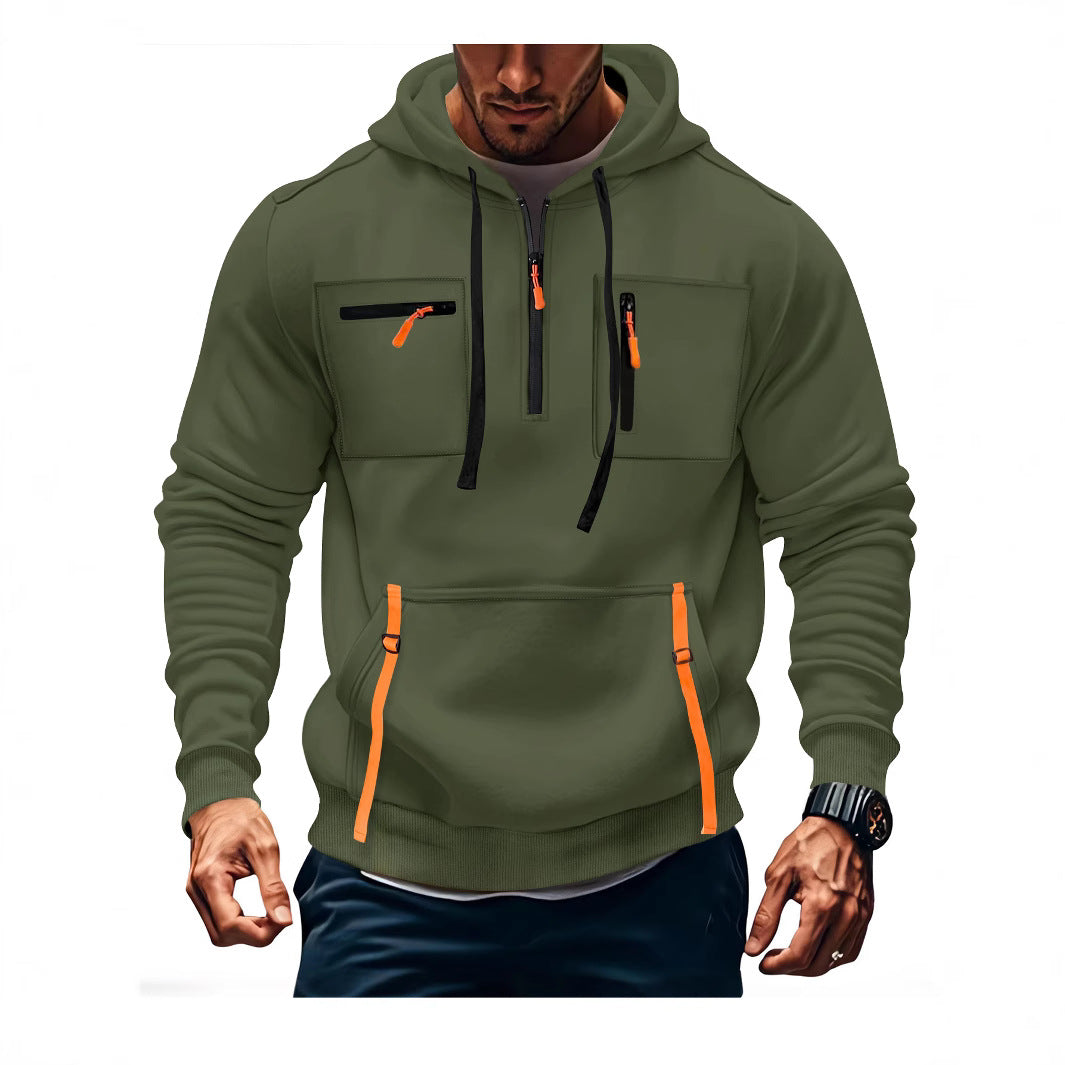 Herren modischer Kapuzenpullover mit funktionalen Reißverschlusstaschen R&B