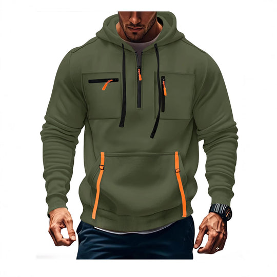 Herren modischer Kapuzenpullover mit funktionalen Reißverschlusstaschen R&B