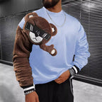 Herren Sweatshirt mit plüschiger Bärenapplikation