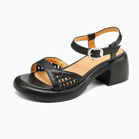 Damen elegante Plateau-Sandalen mit modischem Riemen und ergonomischem Fußbett R&B
