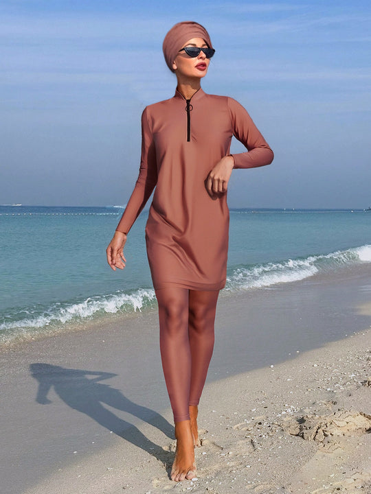 Damen Sportlicher Badeanzug mit langärmligem Design und hohem UV-Schutz R&B