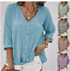 Damen Leichtes ViskosR&Bluse mit Knopfleiste R&B