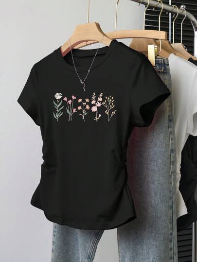 Damen Crop-T-Shirt mit figurbetontem Schnitt und modernem Design R&B