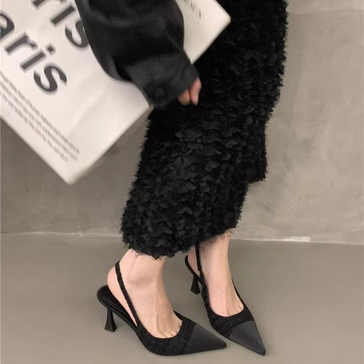 Damen Slingback Pumps aus edlem Materialmix R&B