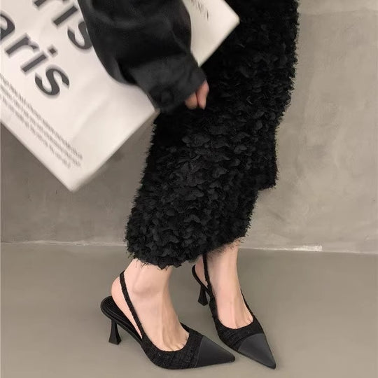 Damen Slingback Pumps aus edlem Materialmix R&B