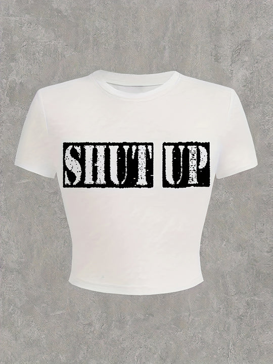 Damen Crop-T-Shirt mit witzigem Geburtstagsslogan und figurbetontem Schnitt R&B
