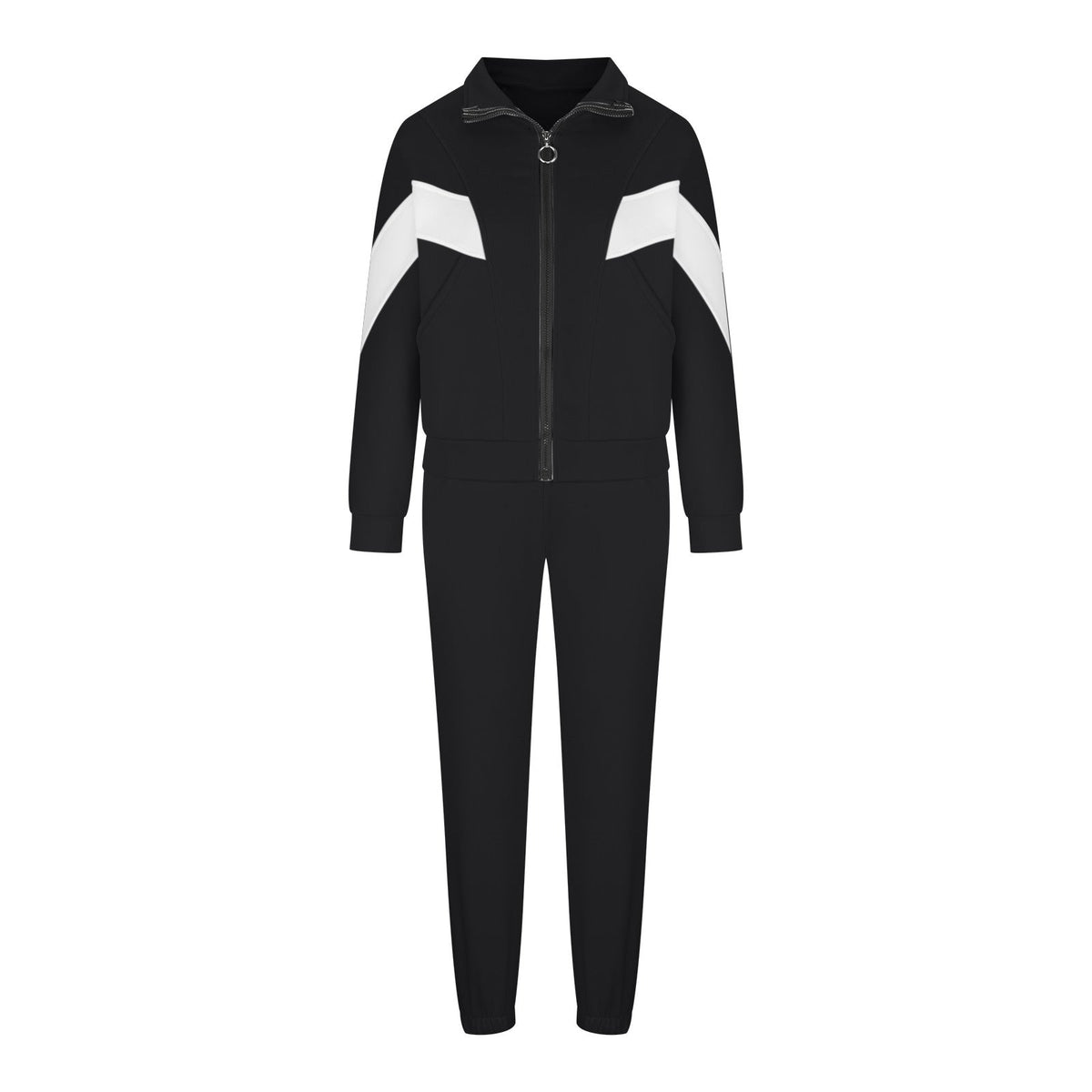 Damen nan athletisches Trainingsset mit Ring-Zipper, eingesetzten Taschen und kontrastierenden Arm-Panels R&B