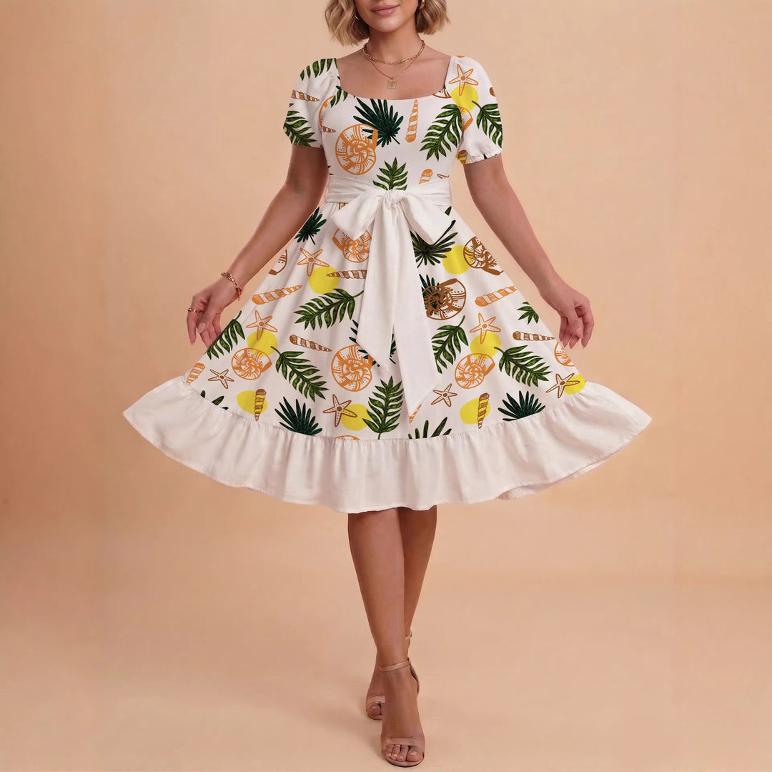 Damen Kleid mit tailliertem Schnitt und verspieltem Blumenmuster R&B