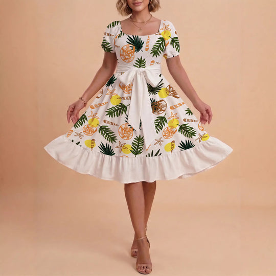 Damen Kleid mit tailliertem Schnitt und verspieltem Blumenmuster R&B