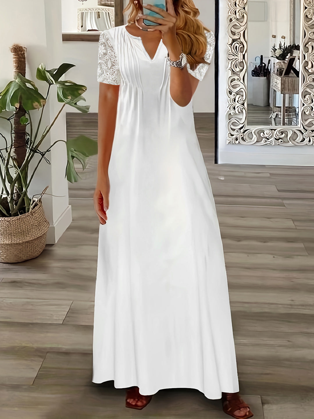 Damen luftiges Sommerkleid mit raffinierten Spitzenakzenten R&B