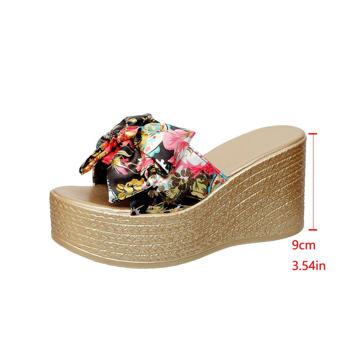 Damen Plattformsandalen mit dekorativem Schleifenakzent und rutschfester Sohle R&B