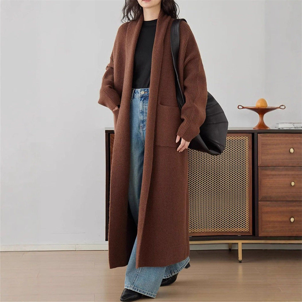 Damen Grob gestrickter Cardigan mit offenen Seiten und praktischen Taschen R&B