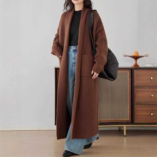 Damen Grob gestrickter Cardigan mit offenen Seiten und praktischen Taschen R&B
