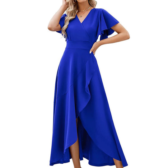Damen Elegantes Maxikleid mit fließendem Rock und Rüschendetails R&B