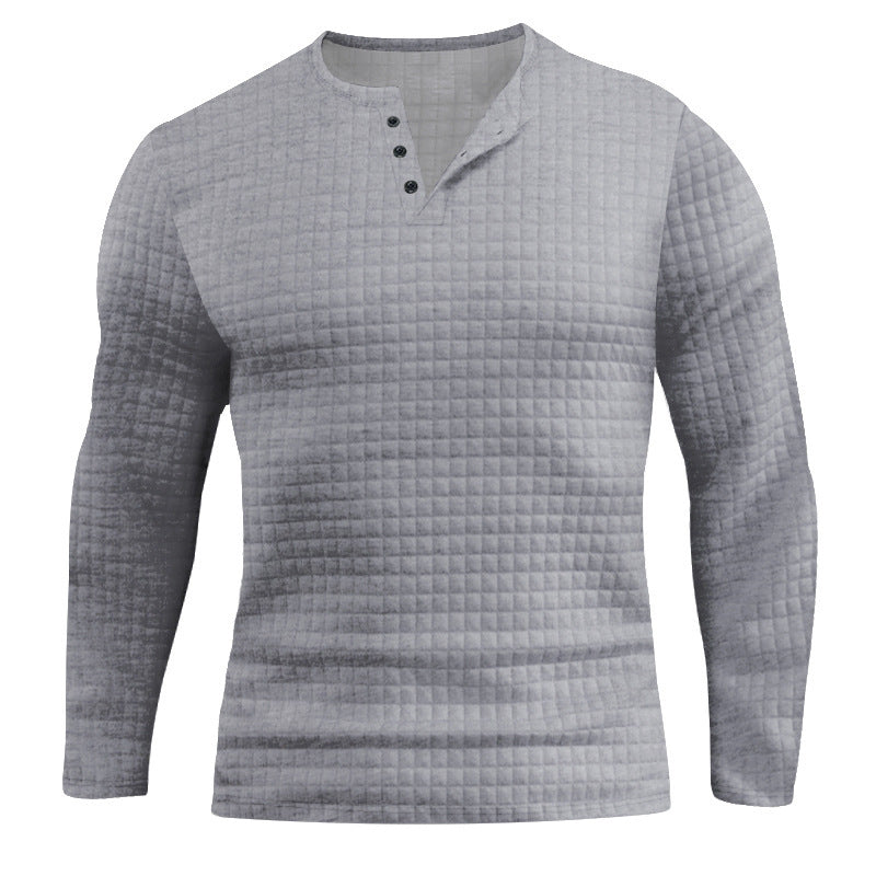 Herren Langarmshirt mit strukturiertem Design und modischem Knopfverschluss R&B