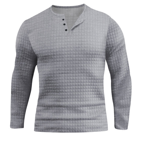 Herren Langarmshirt mit strukturiertem Design und modischem Knopfverschluss R&B