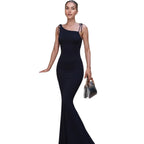 Damen Langes Abendkleid mit verstellbaren Spagettiträgern und figurbetontem Schnitt R&B