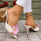 Damen elegante Sandaletten mit floralem Design und mittelhohem Absatz R&B