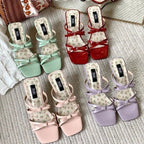 Damen elegante Mules mit zartem Schleifenakzent R&B