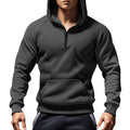 Herren sportlicher Kapuzenpullover mit halbem Reißverschluss und praktischen Taschen R&B