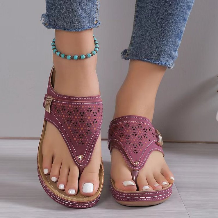 Damen nan ergonomische orthopädische Zehensteg-Sandalen mit gepolstertem Fußbett R&B