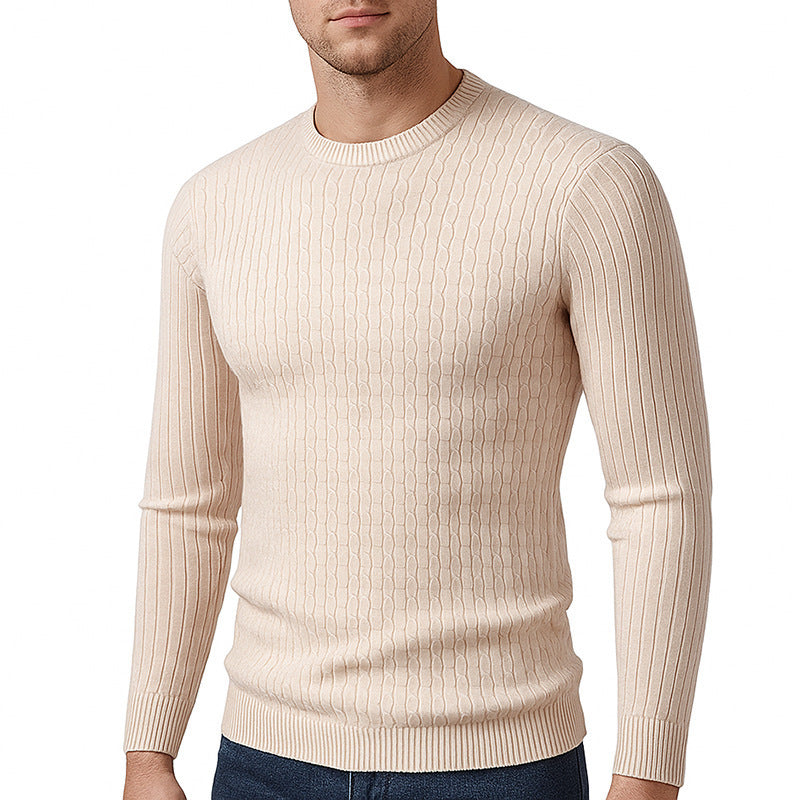 Herren modischer Strickpullover mit feinem Zopfmuster R&B